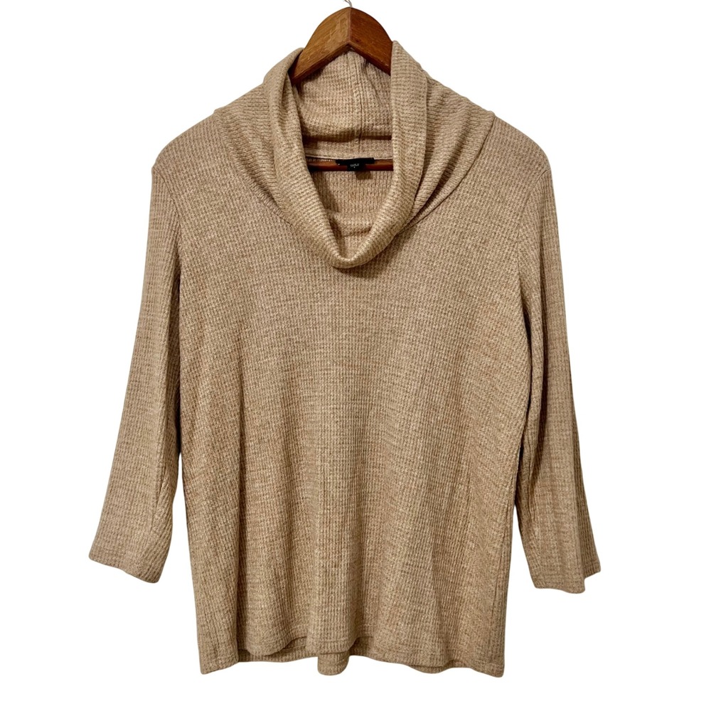 J. Jill Wearever Collection Womens Tan Cowl Neck Waffle Knit Top Size S